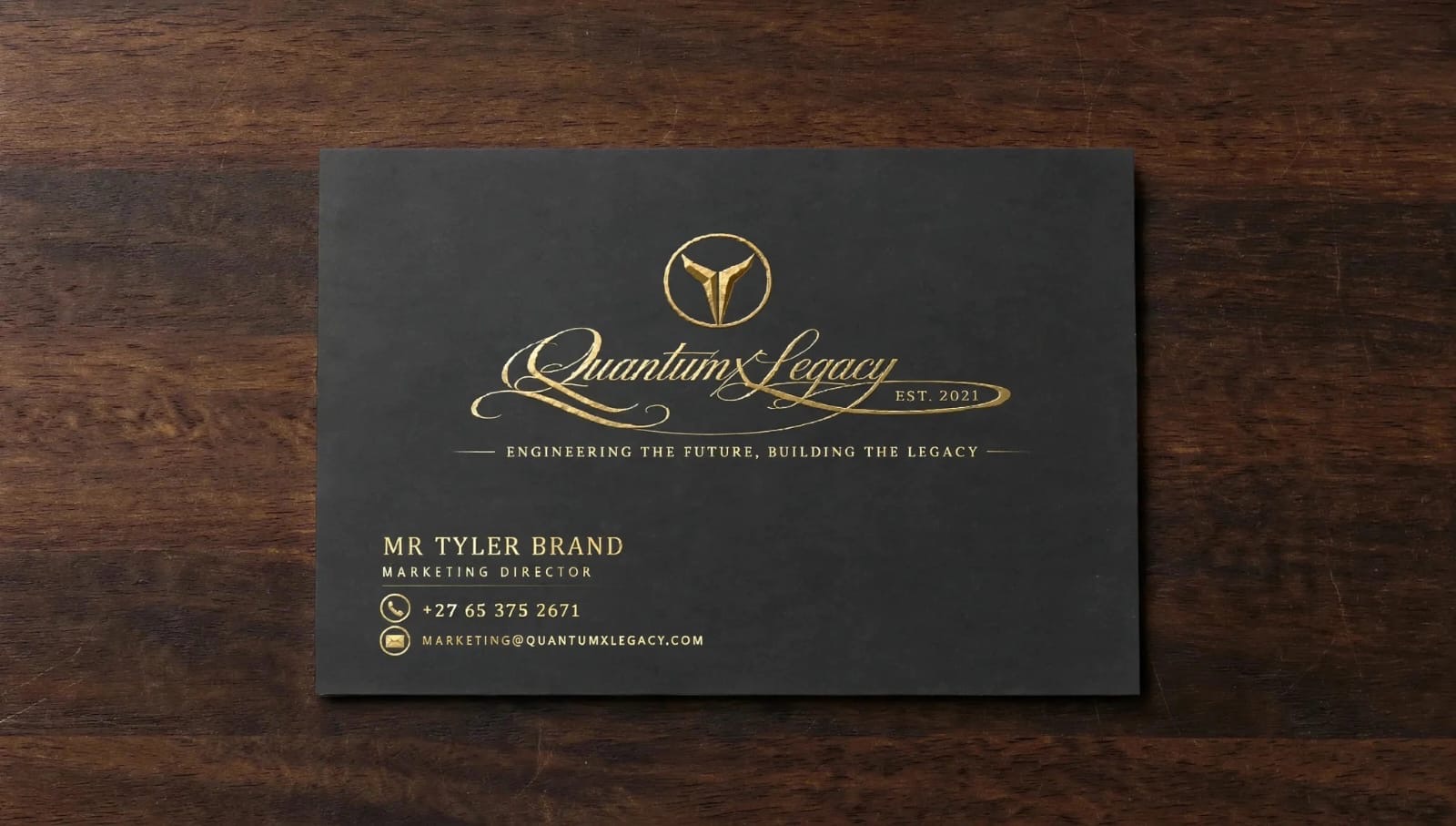 QuantumX Legacy business card — Mr Tyler Brand, Marketing Director